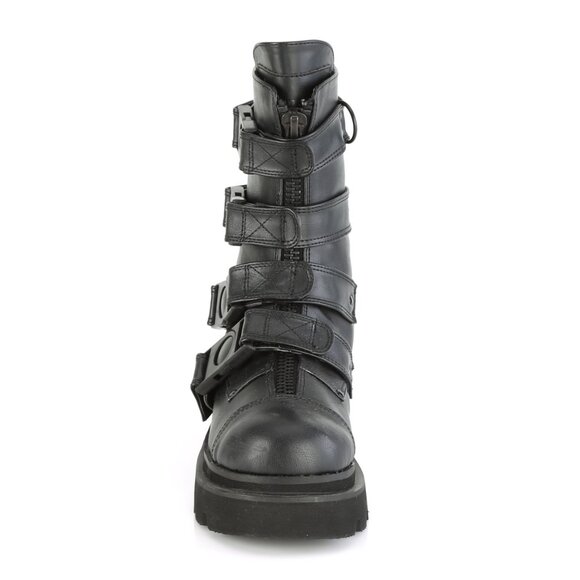 Demonia Renegade-55 Black Vegan Leather Combat Boots - Picture 2 of 4